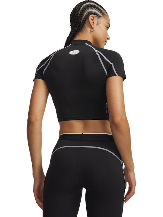 Under Armour Heatgear Elite Crop Ισοθερμική Μπλούζα Μαύρη