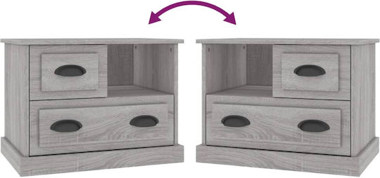Wooden Bedside Table Grey 60x39x45cm