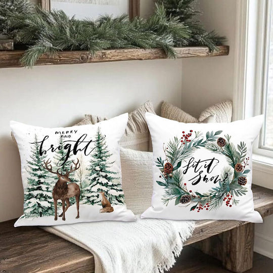 Nikcorp Lanpn Dekorative Weiße Weihnachtskissenbezüge 4 Stück 50 X 50 Cm