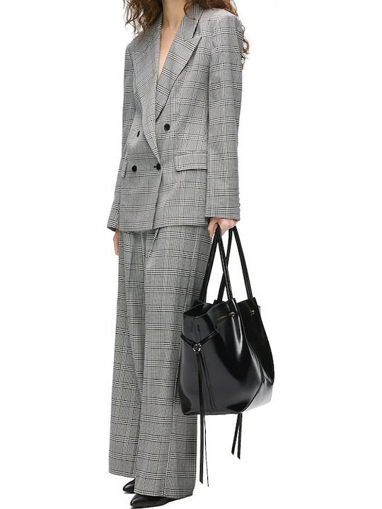 Karl Lagerfeld Damen-Doppelreihiger Blazer Schwarz-Weiß Karl Lagerfeld Damen-Doppelreihiger Blazer Schwarz-Weiß