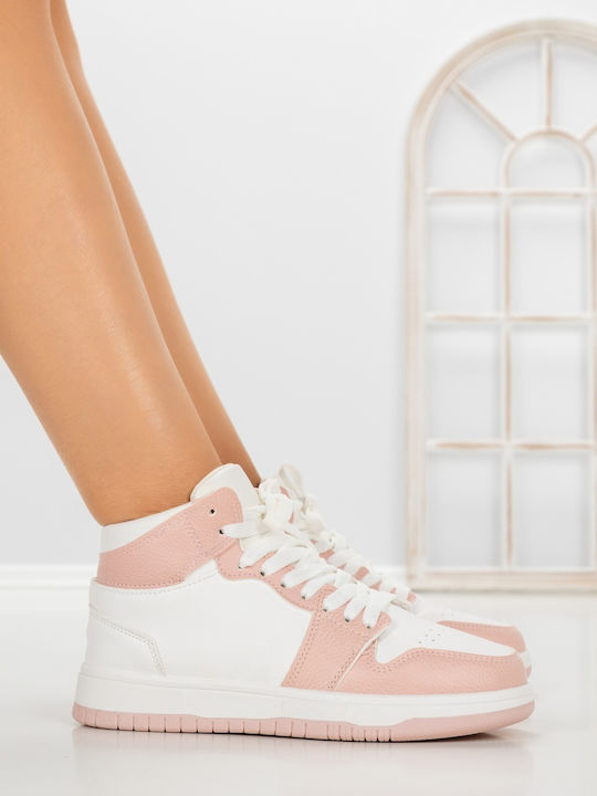 Sneakers Flatforms pentru Femei Albi și Roz