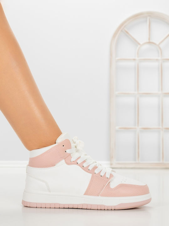 Sneakers Flatforms pentru Femei Albi și Roz