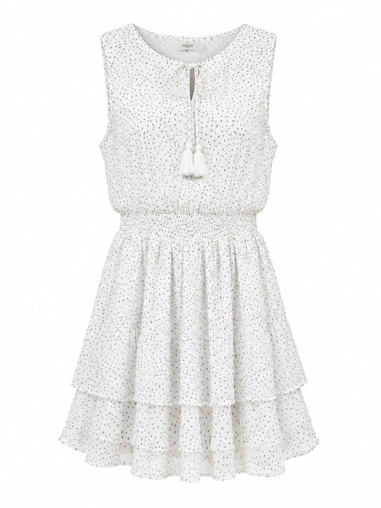 Лятна мини рокля с волани White