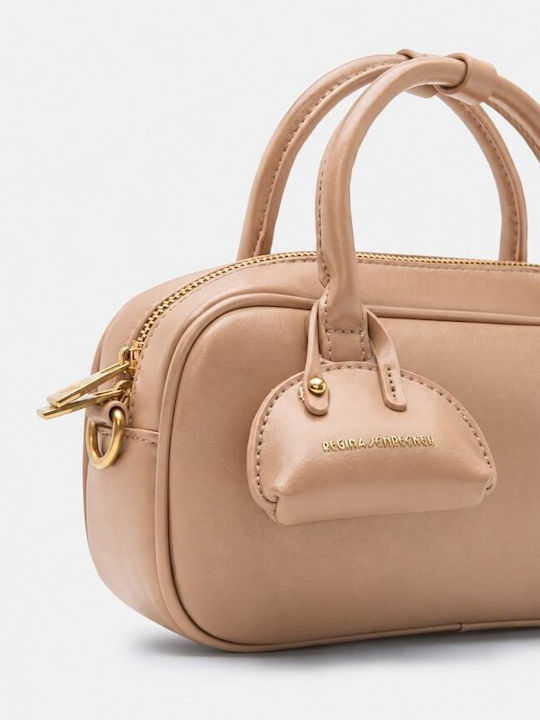 Beige-Dunkle Damenhandtasche aus Stoff