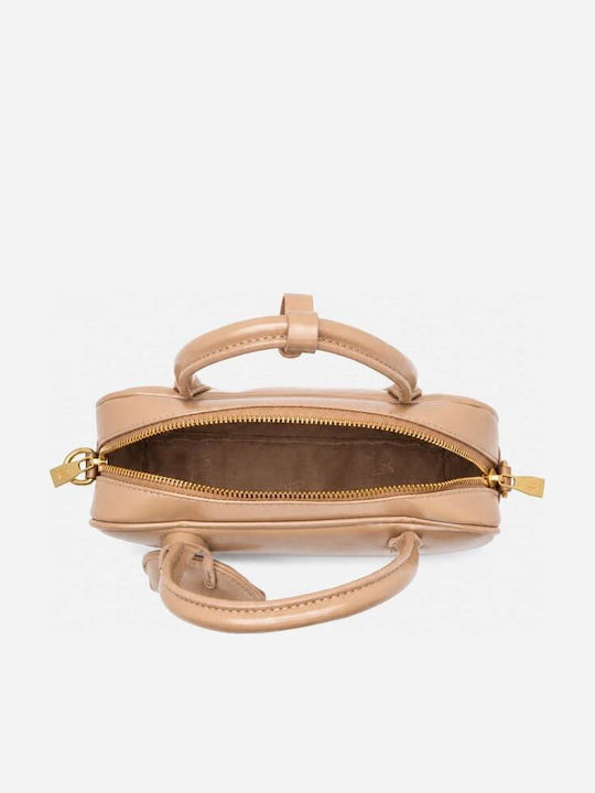 Beige-Dunkle Damenhandtasche aus Stoff