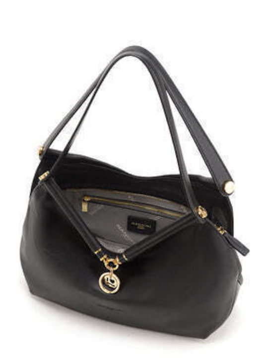 Schwarze Damen-Schultertasche aus Leder