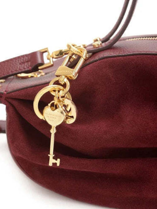 Leather Women's Tote Bag Suede Burgundy