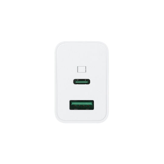Oppo Зарядно Устройство Без Кабел с USB-A Порт и USB-C Порт 45W Power Delivery Бяло (OSAB4CB4AE)