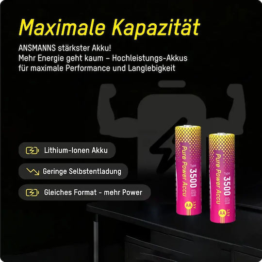 Ansmann Επαναφορτιζόμενες Μπαταρίες AA Li-ion 3250mAh 4τμχ
