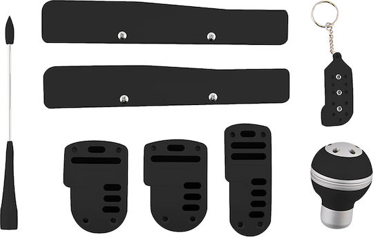 Autoline Tunning Kit Σετ Πεταλιέρες & Λεβιές Αυτοκινήτου Universal Ασημί 5τμχ