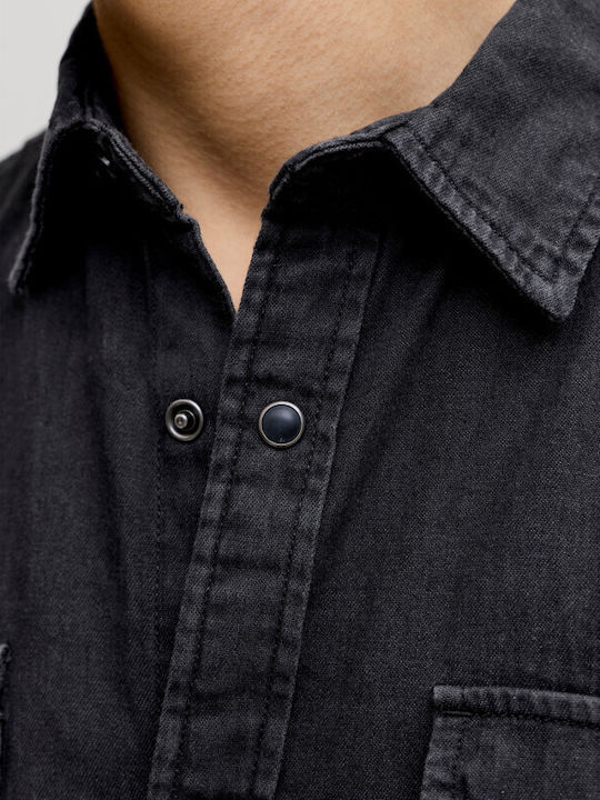 Jjesheridan Дънкова Риза с Дълъг Ръкав и Тясна Кройка Black Denim