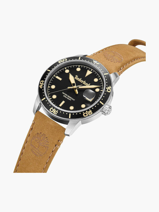 Timberland Мъжки Часовник 44 mm На Батерия С Кафява Кожена Каишка Timberland Мъжки Часовник 44 mm На Батерия С Кафява Кожена Каишка