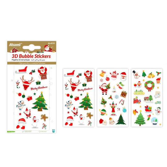 Alsuomi Autocolante Bubble 3D de Crăciun 3 Modele – 1 Buc Alsuomi Autocolante Bubble 3D de Crăciun 3 Modele – 1 Buc