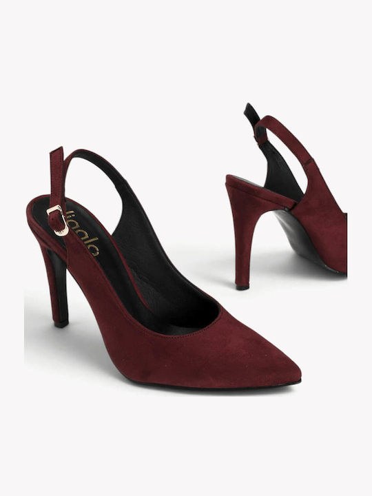 Μπορντό Γόβες Slingback Μυτερή Μύτη Λεπτό Τακούνι