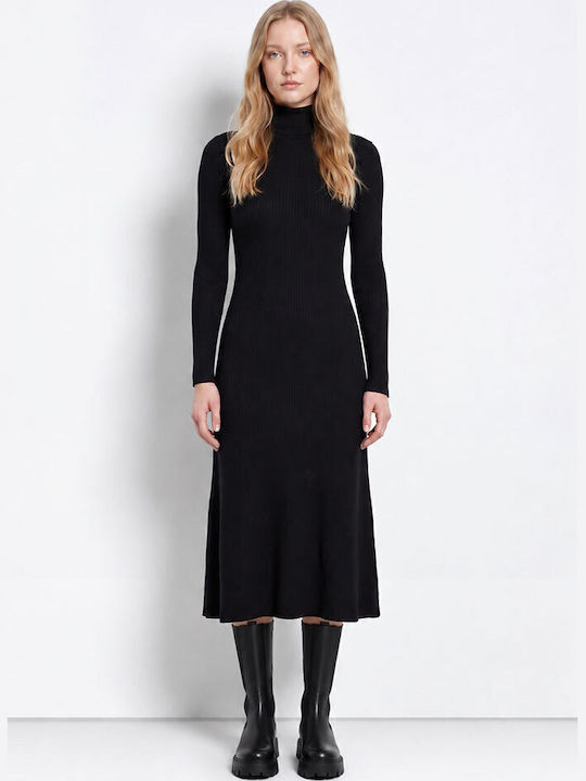 Midi Turtleneck Dress Black