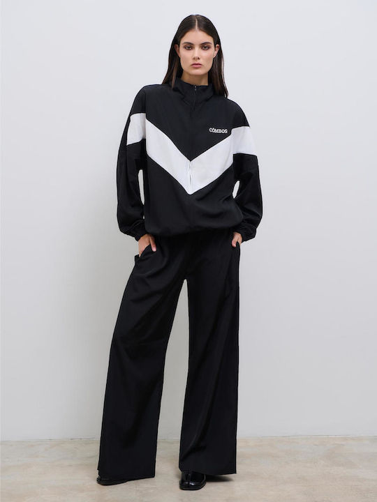 Pantaloni Largi de Damă cu Elastic Negri