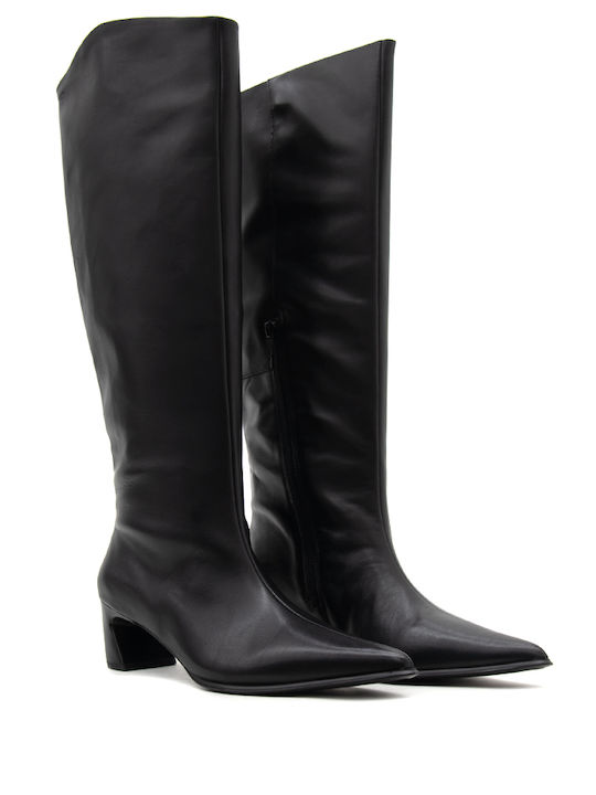 Ilona Leather Women's Boots with Medium Heel Black