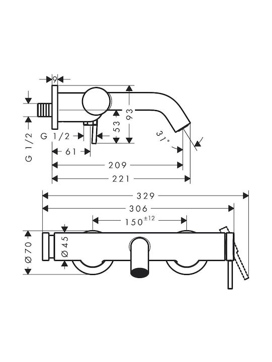 Hansgrohe Tecturis Baterie Monocomandă pentru Cadă, Termostatică