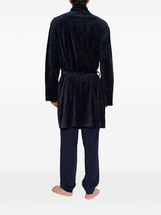 Emporio Armani Winterlicher Herren-Baumwollbademantel Armani Blue