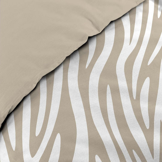 L-c Zerbis Cotton Duvet Cover Set 240x220cm Super King with 4 Pillowcases Natural