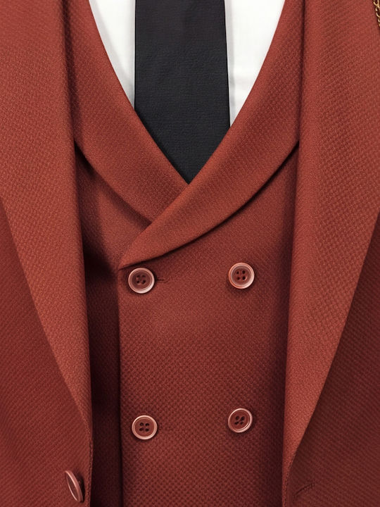 Men's Groom's Suit with Vest in a Slim Fit Rust