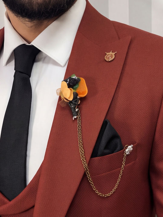 Men's Groom's Suit with Vest in a Slim Fit Rust