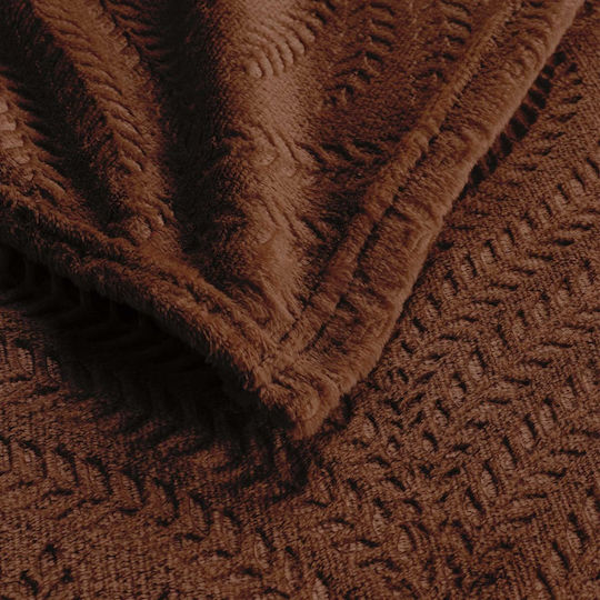 L-c Nelia Κουβέρτα Fleece Καναπέ 125x150εκ. Καφέ