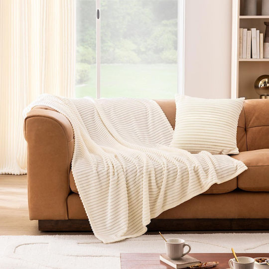 L-c Boudoir Κουβέρτα Γούνινη Καναπέ 125x150εκ. Εκρού