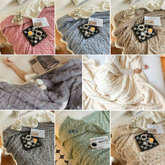 Ehome Double Sherpa Blanket 220x240cm Mocha Knitted Double Sherpa Blanket 220x240 LUC-PLEXTO220-Mocha
