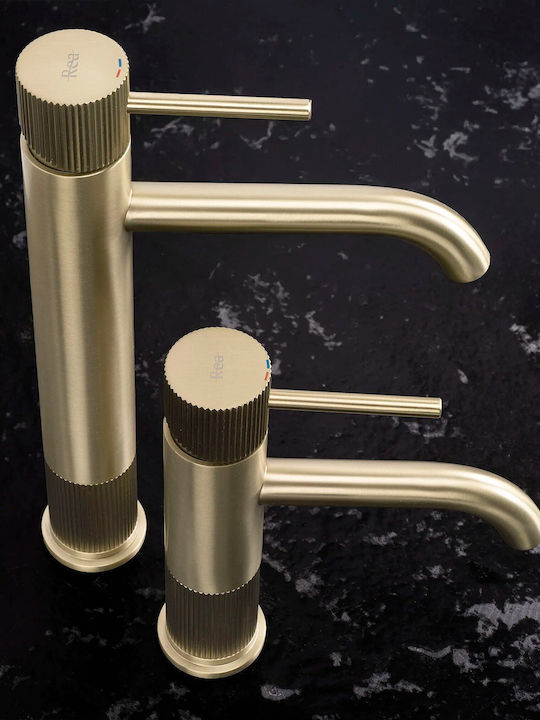 Rea Lungo Stripe Hohe Goldene Einhebel-Waschtischarmatur