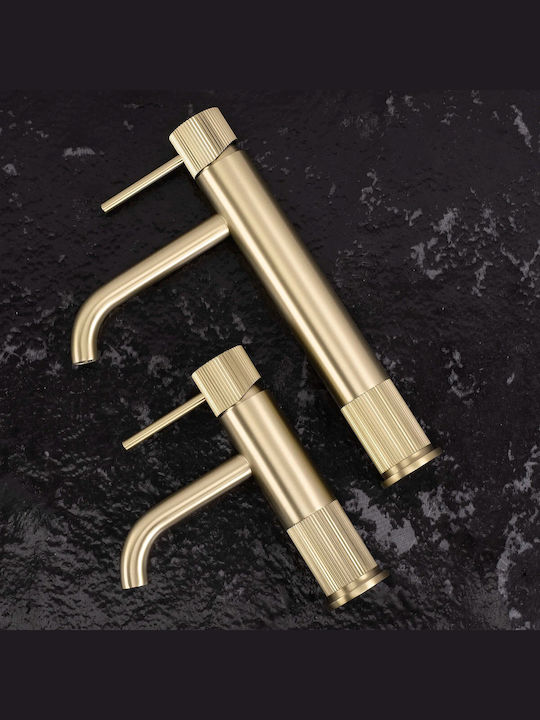 Rea Lungo Stripe Hohe Goldene Einhebel-Waschtischarmatur