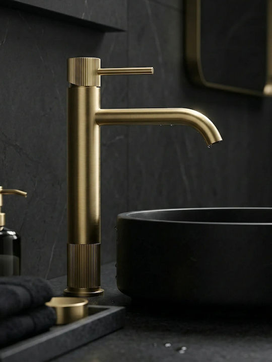 Rea Lungo Stripe Hohe Goldene Einhebel-Waschtischarmatur