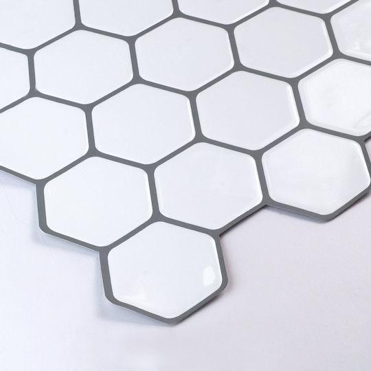 3D-Wandpaneele aus Weißem Selbstklebendem Kunststoff 30,5 × 25 cm