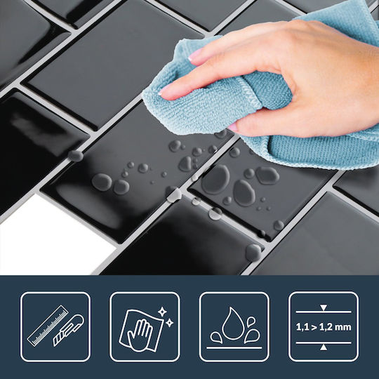 3D Wall Panels in Black Adhesive Plastic 30.5x25 cm