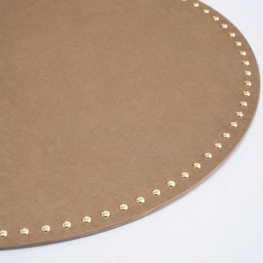 L-c Coppeur Round Brown Artificial Leather Placemat 38cm
