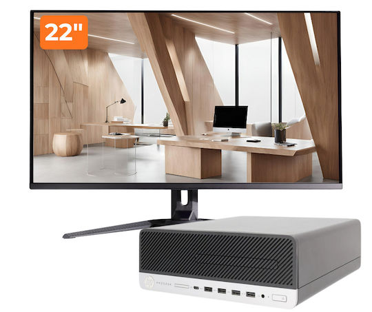 HP Prodesk 600 G4 + 22" Monitor Refurbished Grade A (Core i5-8500T/8GB/256GB SSD/No OS)
