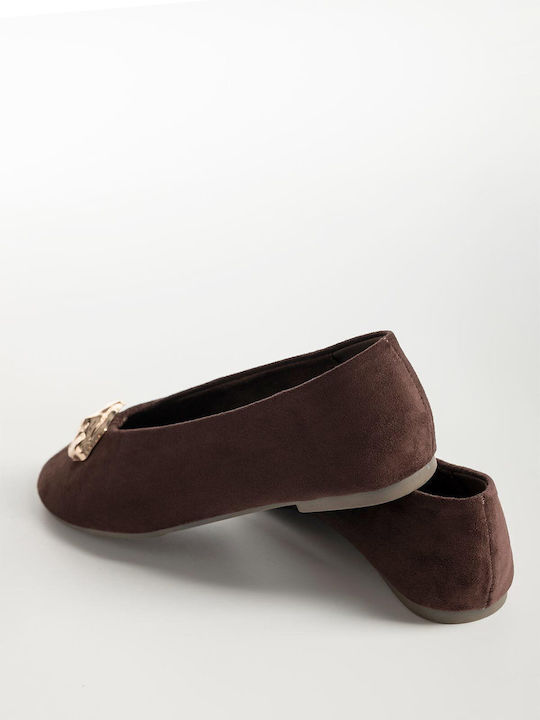 Suede Γυναικείες Μπαλαρίνες Καφε