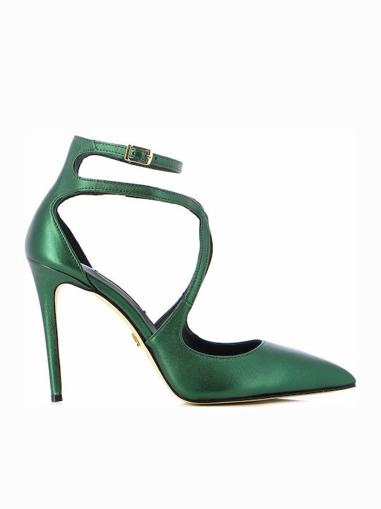 Grüne Lederpumps