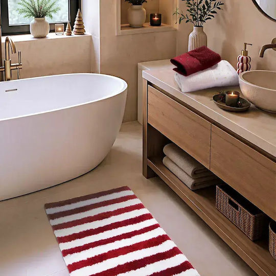 Nef-Nef Homeware Non-Slip Cotton Bath Mat Winter Line White 50x80 cm