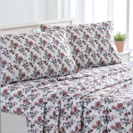 Olia Home Super-Double Bed Sheet Set 240x260 cm Dusty Green (4 pcs)