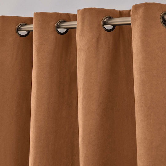 Κουρτίνα με Τρουκς L-c Isolia Camel 140x260εκ.
