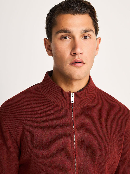 Men's Red Knitted Cardigan