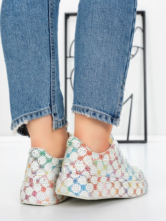 Sneakers Flatforms Pentru Femei Albi