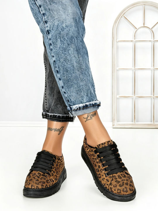 Damen Flatform-Sneakers Braun