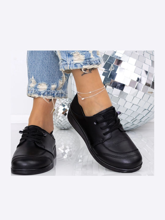 Leather Women's Oxfords in Black Colour