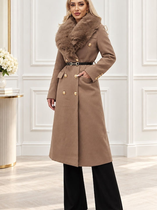 Μάλλινο Παλτό Brown
