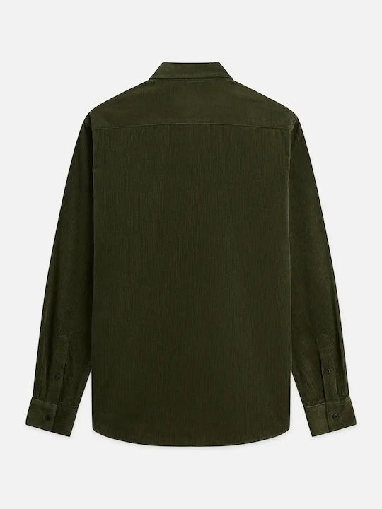 Cămașă din Catifea Raiată cu Mâneci Lungi, Regular Fit, Verde