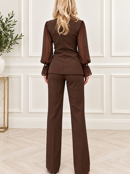 Costum Maro de Damă cu Croială Tapered