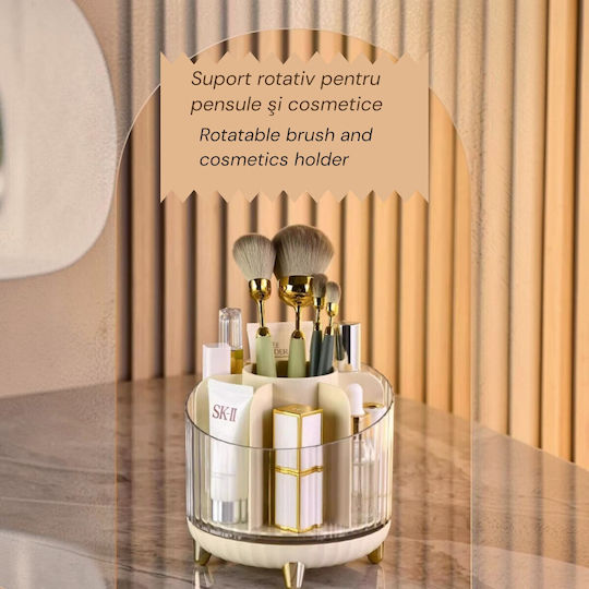 Organizator Rotativ Pentru Accesorii Cosmetice Cu 7 Compartimente 13 X 14 Cm Culoare Șampanie