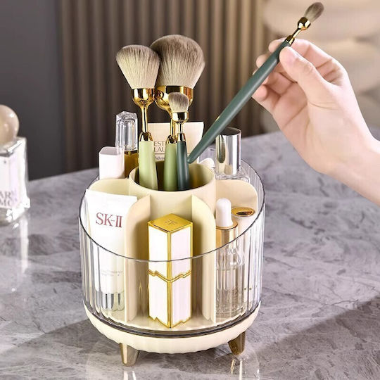 Organizator Rotativ Pentru Accesorii Cosmetice Cu 7 Compartimente 13 X 14 Cm Culoare Șampanie